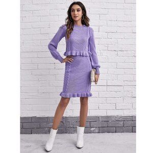 Ruffle Hem purple Knit Sweater dress size 6